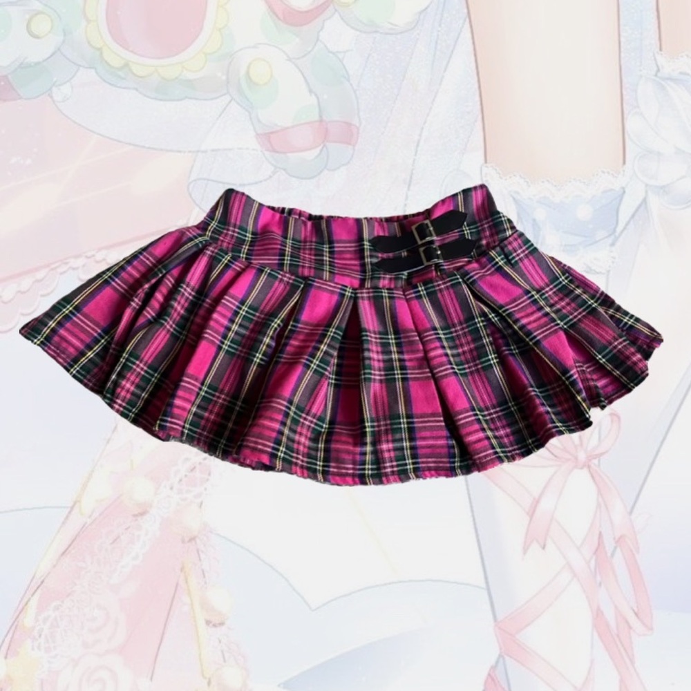 Y2K pink plaid mini skirt